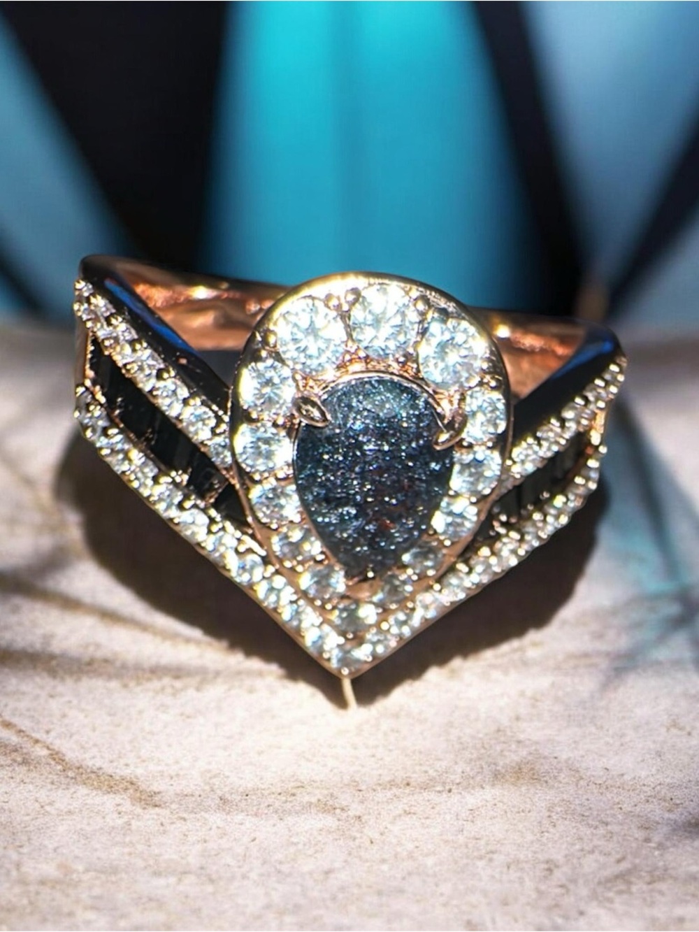 Bomb Party lab created black ice crystal with rose gold plating